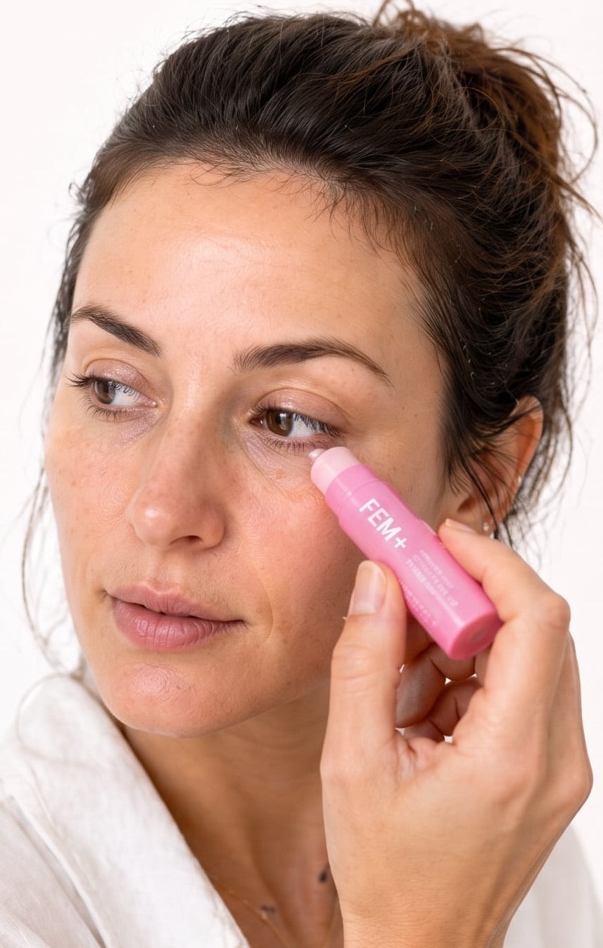 FEM+ PDRN balm: brightens the look of under-eyes, visibly smooths fine lines, restores the look of volume